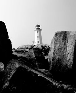 Peggys Cove Lighthouse B&W