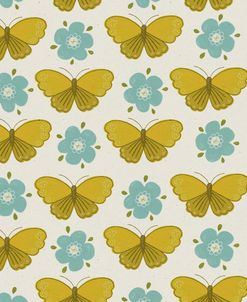 Mustard Butterfly Flower Pattern