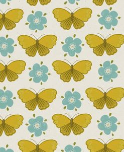 Mustard Butterfly Flower Pattern