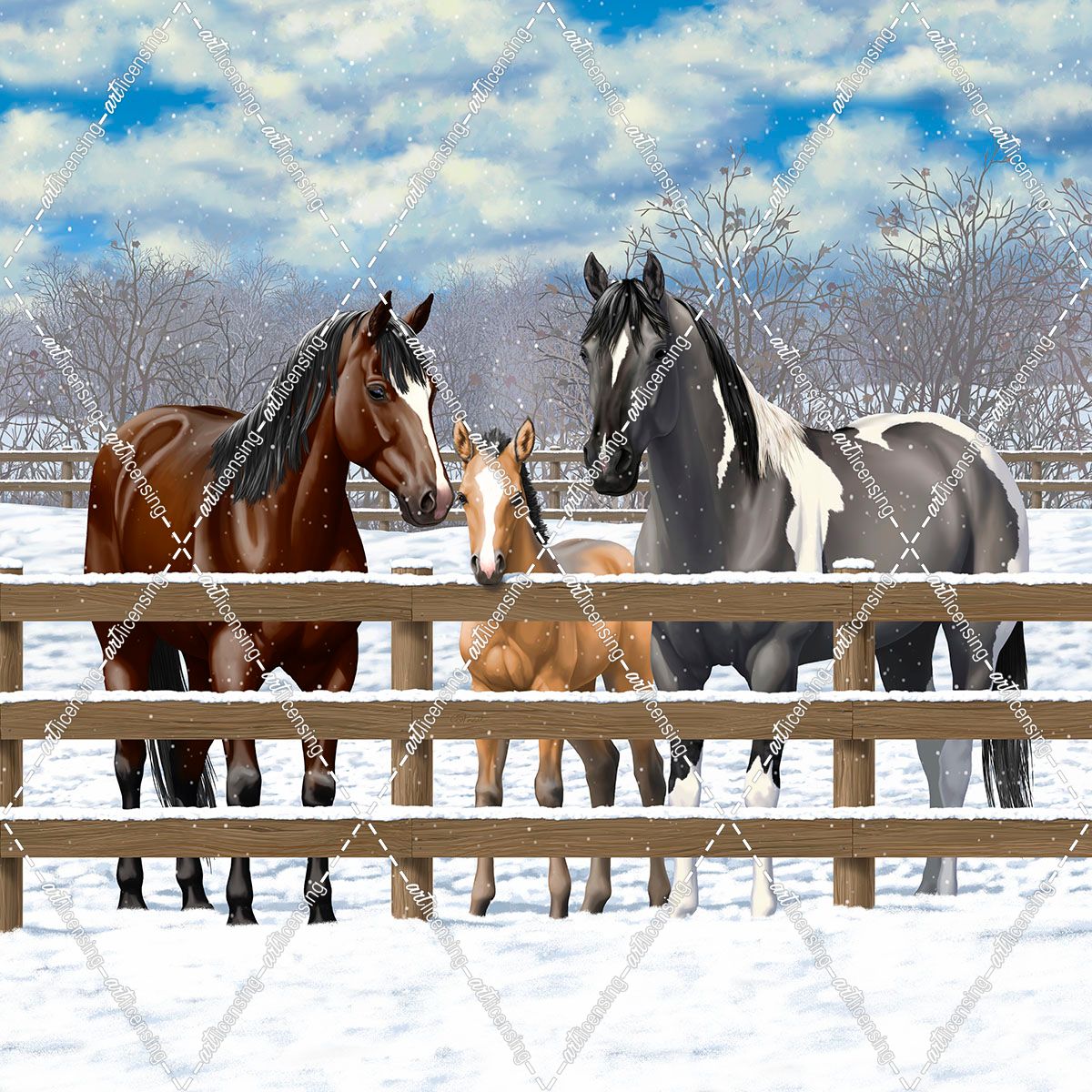 Horse Family Winter