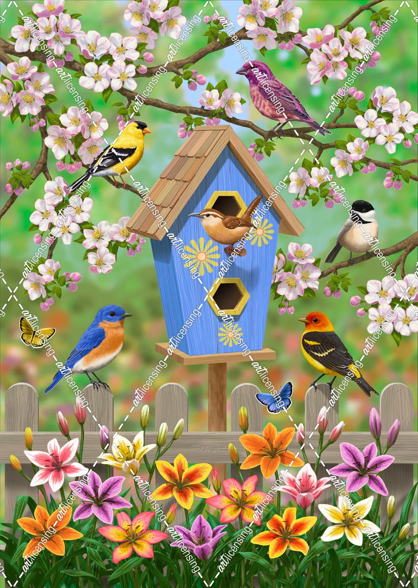 Songbirds’ Lily Garden Birdhouse - Art Licensing International, Inc.