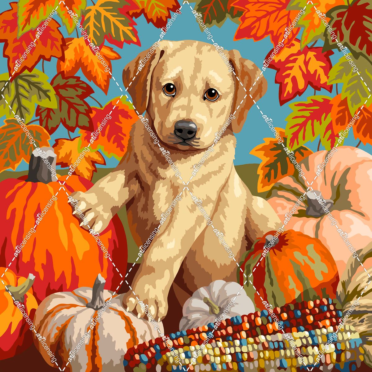Autumn Harvest Puppy Retro