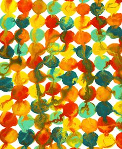 Teal Yellow Red Orange Abstract Flowing Paint Pattern