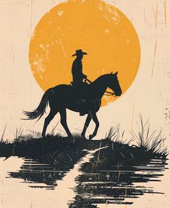 Cowboy In The Sunset