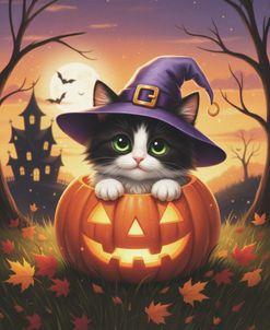 Cat On A Pumpkin
