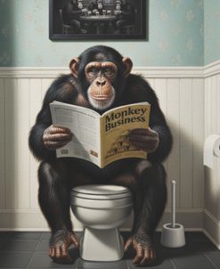 Chimpanzee In The Bathroom
