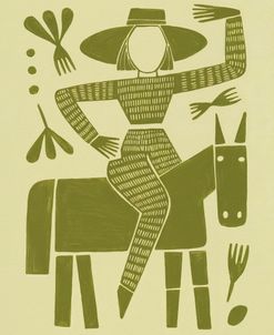 Abstract Horse Rider In Green