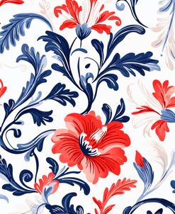 Floral In Blue And Red