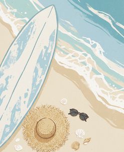 Surfboard And Summer Hat