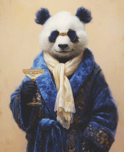 Panda In Blue Velvet Robe