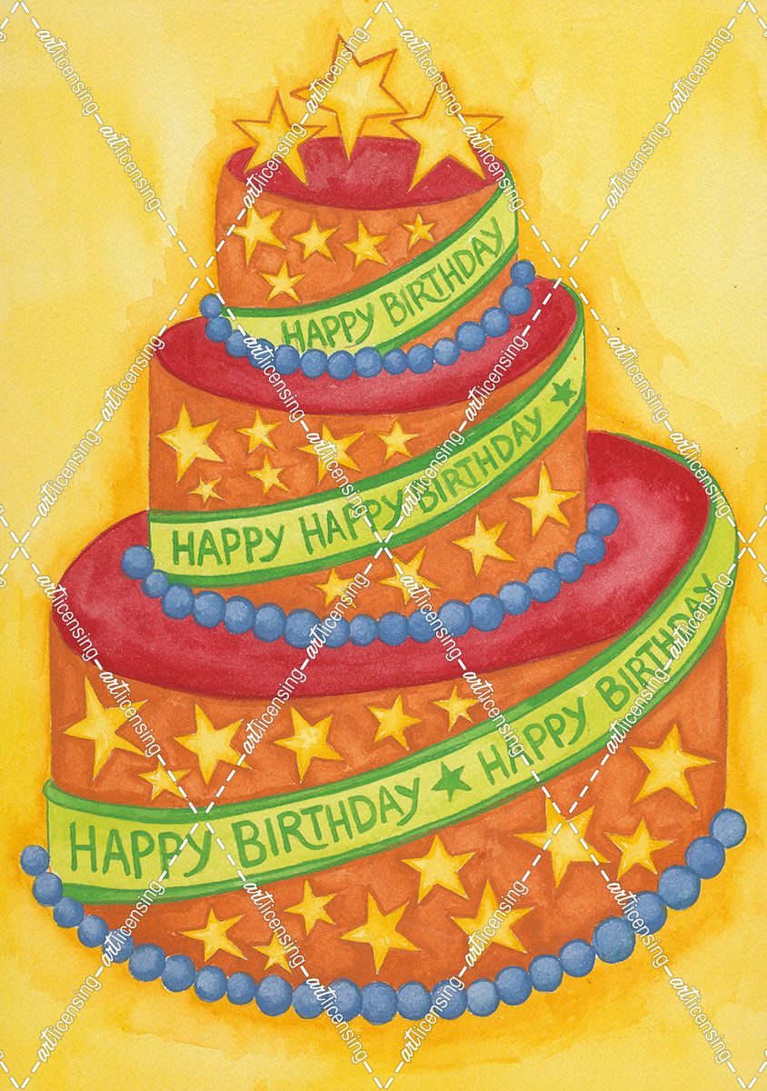 Birthday Cake Orange With Green Ribbon