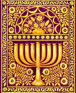 Hanukah Menorah On Magenta