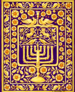 Hanukah Menorah On Purple