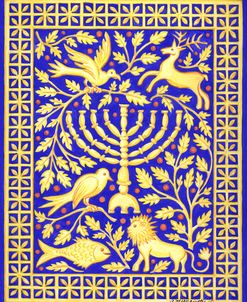 Hanukah Menorah On Royal Blue