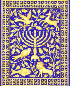 Hanukah Menorah On Royal Blue