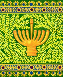 Hanukah Menorah On Green