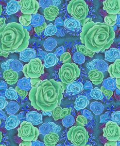 Corsage Roses Fabric In Blues