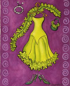 Paris Gowns Lime Green Ruffled