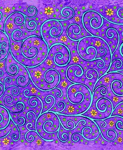 Swirls On Pale Blue On Purple