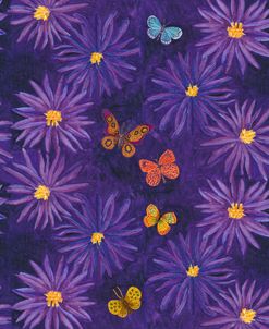 Purple Floral Linear W Butterflies