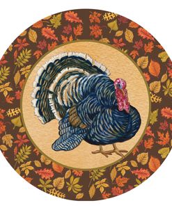 Game Bird Turkey Plate Lg W Leaves
