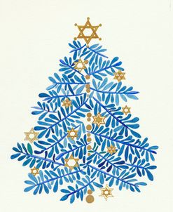 Blue Tree with Stars of David