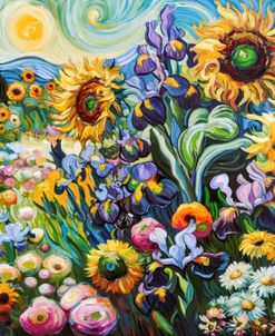 Sunflowers And Irises