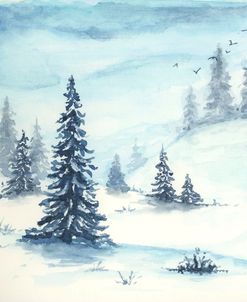 Snowy Blue Pine Hillside