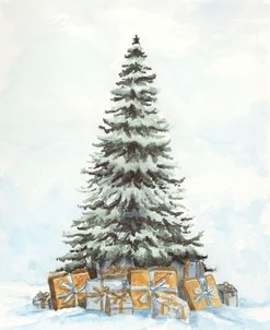 Snowy Pine with Metallic Presents