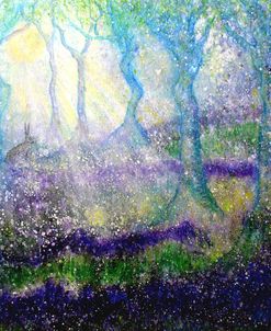 Hare In Bluebell Woods With Tree Goddess