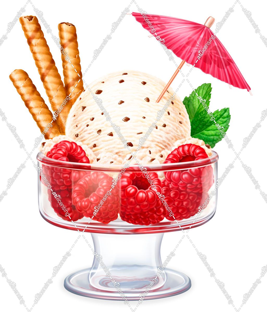 Ice Cream with Rasberries