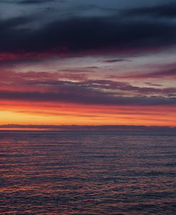 Fiery Sunset With Clouds Seaside Summer