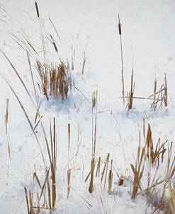 Digital Art Cattails In  Snowdrifts And Wind