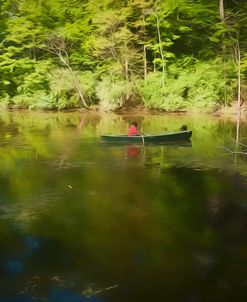 Digital Art Kayaker Among Deads Trees In Swamp