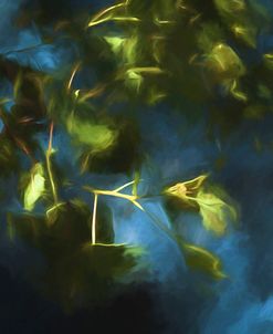 Digital Art Sunlit Tree Leafs Over Water