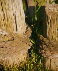 Old Ropes And Dock Post At Dusk