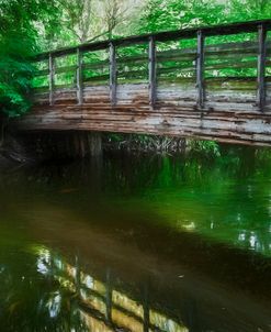 Old Wooden Bridge Over Brook
