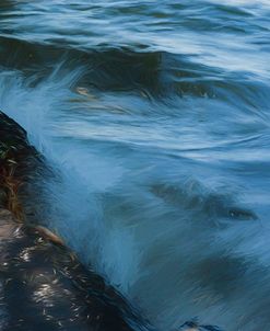 Sunlight Upon Rocks And Crashing Waves