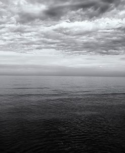 Cloudscape Over Sea Distant Landmass B&W