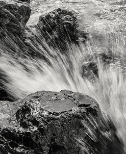 Waves Crashing Upon Rocks B&W