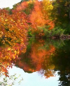 Digital Art Autumn Forest By Lake