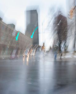 City Buildings In The Rain