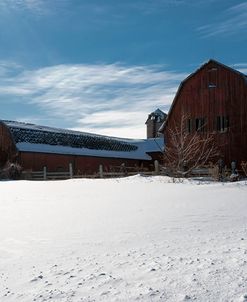 Weathered Barn In Snow Covered Field