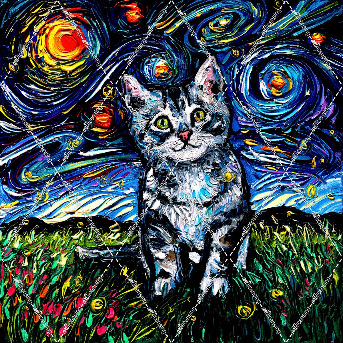 Gray Tabby Kitten Night
