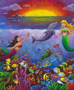 Underwater Mermaids Sunset