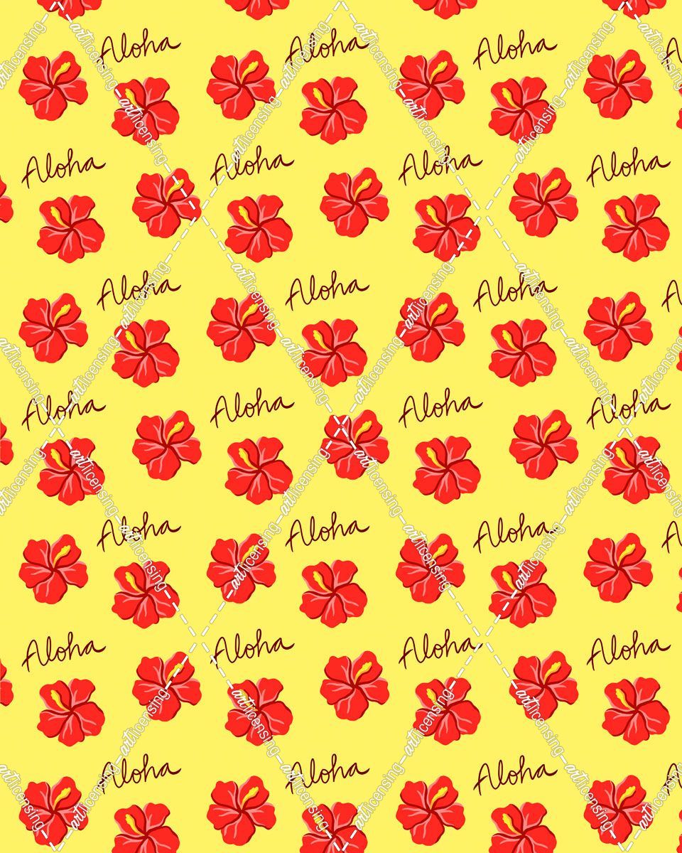 Aloha Hibiscus Yellow Pattern
