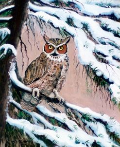 Great Horned Owl In Winter