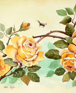 Yellow Roses with Bees