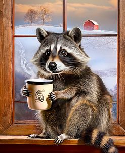 A Raccoon And His Coffee