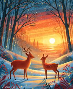 Deer In Sunset